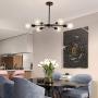 UOFUS Sputnik 6 Light Chandelier Black Mid Century Chandelie Modern Ceiling Light Fixture Pendant Lighting for Kitchen Dining Room Living Room Bedroom