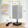 Touch Table Lamp with 2 USB Charging Ports and 2 AC Outlets, 3 Way Dimmable Touch Lamp Bedside Lamp Grey Nightstand Lamps Square Lampshade Bedroom Lamp for Metal Base Perfect for Bedroom Living Room