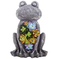 Garden Statue Frog Figurine - Solar Powered Outdoor Lights for Patio Lawn Yard Decoration, Decorative Solar Lights Outdoor with 6 Lights , Fairy Garden Lights. (Frog)