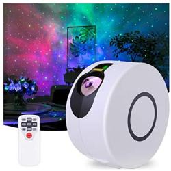 Galaxy Projector with Nebula Cloud, Remote Control Star Projector Skylight Upgrade 7 Nebula Colors 15 Lighting Modes, Night Light Projector Lights for Bedroom Decor for Baby, Kids,Adults (White)