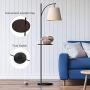LEPOWER Shelf Floor Lamp for Living Room, Standing Reading Light with Arc Hanging Lampshade, Modern Design Tall Pole Lamp with Table for Office, Farmhouse, Bedroom and Nursery, E26 Lamp Base.