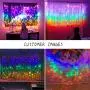 Rainbow Curtain Lights Greenke LED Curtain Lights Waterproof Fairy Lights Remote Timer Icicle Lights 8 Modes Twinkle Lights for Christmas, Party, Wedding, Bedroom Wall Decoration (7-Color)
