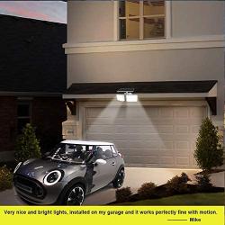 DLLT Solar Security Lights Motion Sensor, Led Flood Light Outdoor, Solar Powered Wall Spotlight, 2 Adjustable Head Dusk to Dawn Lighting for Garage, Yard, Patio, Garden, Porch (Daylight 2 Mode) White