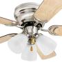 Prominence Home 50863 Whitley Hugger Ceiling Fan with 3 Light Fixture, 42'' LED Indoor Low-Profile/Flush-mount, Satin Nickel