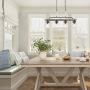 LOG BARN Rustic Mason Jar Lights, Farmhouse Chandelier Metal Finish with Glass Shades, Linear Hanging Pendant for Kitchen Island, Dining Room