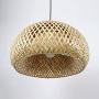 LITFAD Double-Decker Bamboo Pendant Lights Restaurant 1 Light Suspended Light Rustic Weave Ceiling Hanging Light in Beige with Adjustable Hanging Cord for Dining Room Restaurant Bar - 12'' (30 cm)