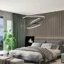 WELAKI LED Chandelier Modern Led Pendant Light Irregular Rings Adjustable Pendant Lighting for Kitchen Island Dining Room Restaurant Living Room Not Dimmable 6000K 70w (Black)