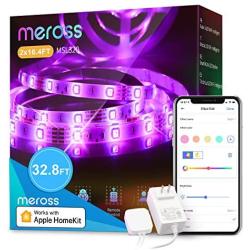 Smart Led Strip Lights Works with Apple HomeKit, meross Smart 5050 RGB Strip, Compatible with Siri, Alexa&Google and SmartThings for Home, Kitchen, Bedroom, Party, Christmas (2X16.4FT)