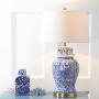 JONATHAN Y JYL3008A Ellis 29.5'' Ceramic LED Table Lamp Traditional for Bedroom, Living Room, Office, College Dorm, Coffee Table, Bookcase, Blue/White