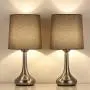 Bedside Table Lamps Set of 2 Small Modern Desk Lamp Classic Nightstand Table Light Set with Gray Fabric Shade and Silver Metal Base for Bedroom, Living Room, Office, Coffee Table, Great Gift Bedside Table Lamps Set of 2 Small Modern Desk Lamp Classic Nightstand Table Light Set with Gray Fabric Shade and Silver Metal Base for Bedroom, Living Room, Office, Coffee Table, Great Gift