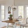 T&A Farmhouse Orb 4 Lights Chandelier, Handmade Wood Brown Light Fixture for Kitchen Island Entryway Foyer Dining Room