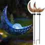 EOYIZW Garden Solar Lights Outdoor Decorative, (2 Pack) Garden Decor Solar Lights, Waterproof Metal Moon Stake Light, Yard Decor Ornaments Light Warm White LED for Lawn, Patio, Pathway -Blue