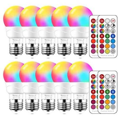 Yangcsl LED Light Bulbs 40W Equivalent, RGB Color Changing Light Bulb with Remote Control, E26 Base, Pack of 10