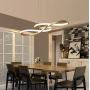 LED Chandelier Dining Room Island Ceiling Pendant Light Dimmable 3000K-6500K Remote Acrylic Half Flush Mount Lighting Fixtures, Modern Designer Height Adjustable Bedroom Living Room Decor Hanging Lamp