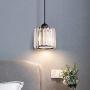 Mini Pendant Light Crystal Pendant Lighting Fixture Flush Mount Ceiling Lighting Fixture Adjustable Hanging Light for Dining Room Bedroom Kitchen Island Living Room Hallway,E26 Bulb,Black