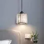 Mini Pendant Light Crystal Pendant Lighting Fixture Flush Mount Ceiling Lighting Fixture Adjustable Hanging Light for Dining Room Bedroom Kitchen Island Living Room Hallway,E26 Bulb,Black