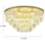Modern K9 Crystal Chandelier Lighting, Luxury Gold Crystal Ceiling Chandelier with Remote, Crystal Flush Mount Ceiling Light Fixture for Island Dining Room Bedroom Living Room (Dia 23 Inch)