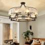 6 Lights Modern K9 Crystal Chandelier, Flush Mount Light Round Pendant Lighting Fixture Vintage Ceiling Chandeliers for Dining Room Livingroom, Dia 25.5 inch