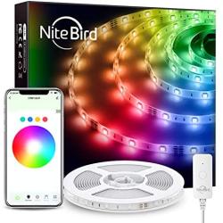 NiteBird Smart LED Strip Lights Work with Alexa Google Home,App Remote Control,16 Million RGB 5050 SMD LED Color Changing Light Strips, Music Sync,for Room Decorations Bedroom TV Party (16.4ft)