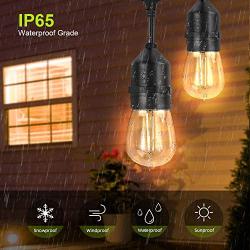 LED Outdoor String Lights - Arbrac 48ft 2PACK Outdoor Patio Cafe Lights, 2w Plastic Bulbs, IP65 Waterproof Outside String Light for Garden Balcony Party