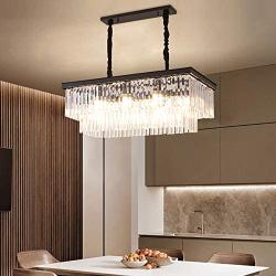 Rectangular Modern K9 Crystal Chandeliers Lighting Pendant Ceiling Lights Rectangle Chandelier Lamp 8-Lights for Dining Room Kitchen (34)