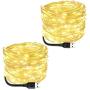 Blingstar Fairy Lights 2 Pack USB Powered String Lights Warm White 33Ft 100 Led Christmas Lights Fairy String Lights for Party Wedding Festival Bedroom Table Decoration