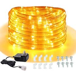 Areful 16ft Rope Lights Outdoor, 12v Mini Low Voltage Copper Lighting, Plug in Tube Lights with Adaptor, Amber Grow, Connectable and Waterproof for Camping RV Garden Bedroom Kitchen Christmas