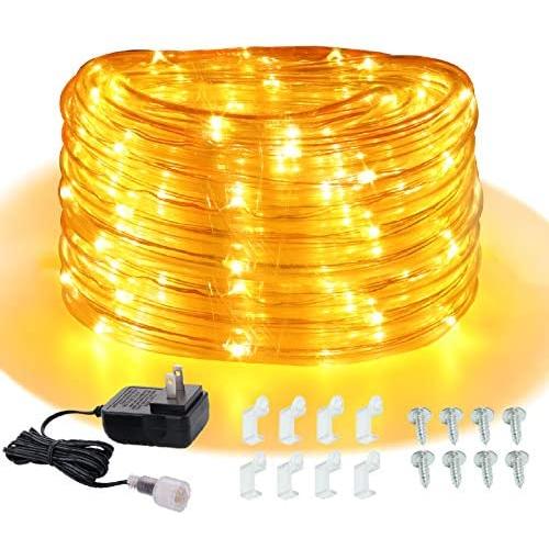 Areful 16ft Rope Lights Outdoor, 12v Mini Low Voltage Copper Lighting, Plug in Tube Lights with Adaptor, Amber Grow, Connectable and Waterproof for Camping RV Garden Bedroom Kitchen Christmas