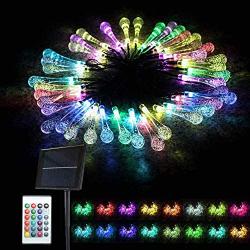 Supsoo Solar String Lights Garden, Outdoor Waterproof Waterdrop 40 LED Solar Fairy Lights, Fence, Christmas, Tree, Party Decoration Lighting - Multi Color, 21FT, 16 Colors choosable, 4-in-1 Mode