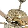 Chandelier Crystal Ceiling Fan Light with Remote Control, 2-Layer 52-Inch 5 Wood Blade Leaves Adjustable Light and Speed Fandaliers Ceiling Fan Light for Living Room/Bedroom, Gold