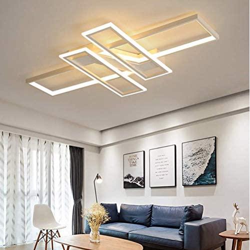 Modern Designer Chandelier Dimmable LED Ceiling Light Living Room Flush Mount Ceiling Fixture Lamp Chic 4 Rectangle Dining Room Bedroom Acrylic-Panel Remote Ceiling Lighting for Office Bathroom Hotel