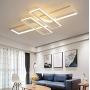 Modern Designer Chandelier Dimmable LED Ceiling Light Living Room Flush Mount Ceiling Fixture Lamp Chic 4 Rectangle Dining Room Bedroom Acrylic-Panel Remote Ceiling Lighting for Office Bathroom Hotel