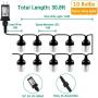 30FT String Lights Outdoor with Flickering Flame, Extendable Commercial Grade Outdoor String Lights, Weatherproof String Lights for Halloween,Patio, Party, Garden,Christmas