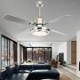 48 Inch Modern Ceiling Fan Stainless Steel 5 Blades Chandelier Remote Control LED Pendant Light for Bedroom Dining Room Indoor Mute Energy Saving Electric Fan 48 Inch Modern Ceiling Fan Stainless Steel 5 Blades Chandelier Remote Control LED Pendant Light for Bedroom Dining Room Indoor Mute Energy Saving Electric Fan