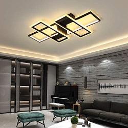 FangYanMei Modern Ceiling lamp,dimmable 108W Modern LED Chandelier Flush Mount,4 Squares Acrylic Ceiling Lamp Fixture for Bedroom Dining Study Room,Black