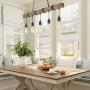 LOG BARN Kitchen Light Fixtures, Farmhouse Chandelier for Kitchen Island in Rustic Faux Wood with Black Wires, 5-Light Pendant Lighting for Dining Room