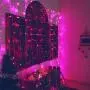 Fiee Curtain Lights,304L 9.8ftX9.8ft 30V 8Modes Safety Window Lights with Memory for Home Wedding Christmas Party Patio Lawn Garden Bedroom Outdoor Indoor Wall Decorations (304LED, Pink)
