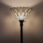 Tiffany Style Torchiere Standing Peacock Floor Lamp 72'' Tall Stained Glass Shade White Antique Vintage Light Bedroom Living Room Reading Antique Vintage Gift AM071FL11 Amora Lighting