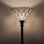 Tiffany Style Torchiere Standing Peacock Floor Lamp 72'' Tall Stained Glass Shade White Antique Vintage Light Bedroom Living Room Reading Antique Vintage Gift AM071FL11 Amora Lighting