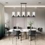 Lucidce Modern Farmhouse Chandelier Pendant Lighting for Kitchen Island Black 5 Lights Clear Glass Shades Linear Dining Room Lighting Fixtures Hanging