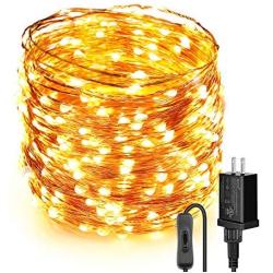 Moobibear LED String Lights 99ft, UL Listed Plug in Fairy Lights, 300 LED Warm White Starry String Light with ON/Off Switch, Waterproof Copper Lights for Bedroom, Patio, Birthday, Wedding, Party