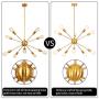 10-Light Gold Sputnik Chandelier Light Fixture, Brass Light Fixture Industrial Vintage Ceiling Pendant Lighting Fixture for Bedroom Living Room Dining Room Kitchen