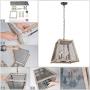 Farmhouse Chandelier, 4-Light Lantern Chandelier with Iron Net, New Modern Farmhouse Light Fixture for Foyer, Kitchen Island, Dining Rooms