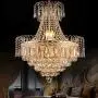 LITFAD Gold Crown Shaped Chandelier Luxurious Style Clear Crystal Pendant Light Modern LED Hanging Lights for Living Room Villa Dining Living Hotel - 16'' (40 cm) Wide