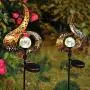 Solar Garden Lights Outdoor Decorative, 2 Pack Metal Solar Stake Lights Outdoor, Crack Glass Ball Led Waterproof Solar Garden Decor for Yard Patio Lawn Pathway Walkway -Warm White