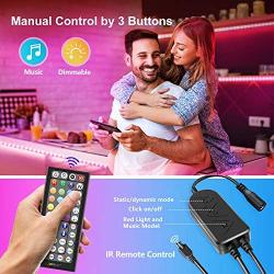 Waterproof 50 ft LED Lights, Color Changing RGB LED Strip Lights with Remote App Controlled LED Lights for Bedroom Decor, LED Light Strips for Rooms (50Ft APP+ Remote+ Mic Control+ 3-Button Switch)