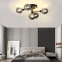 Weiyue Geometric Line Chandelier,5-Lights Modern Pendant Light for Bedroom Living Dining Room Hallyway Bar,Sputnik Chandelier-Smoke-Grey Lampshade 5
