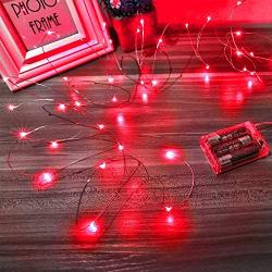 Ariceleo Led Fairy Lights Battery Operated, 1 Pack Mini Battery Powered Copper Wire Starry Fairy Lights for Bedroom, Christmas, Parties, Wedding, Centerpiece, Decoration (5m/16ft Red)