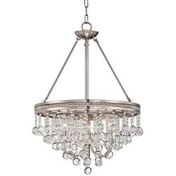 Regina Brushed Nickel Pendant Chandelier 19'' Wide Clear Crystal Baubles 3-Light Fixture for Dining Room House Foyer Kitchen Island Entryway Bedroom Living Room - Vienna Full Spectrum