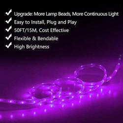 SURNIE Rope Lights Outdoor 50ft Flat Waterproof Led Rope Lighting Pink Purple Led Rope Lights Cuttable Strip Lihgts Outdoor Yard Bedroom Patio Christmas Indoor